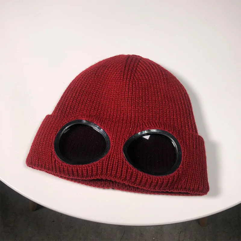 Beanies, женские зимние Бархатные толстые солнцезащитные очки, вязаные однотонные женские шапки, простые корейские стильные уличные хип-хоп шикарные трендовые Новые - Цвет: burgundy