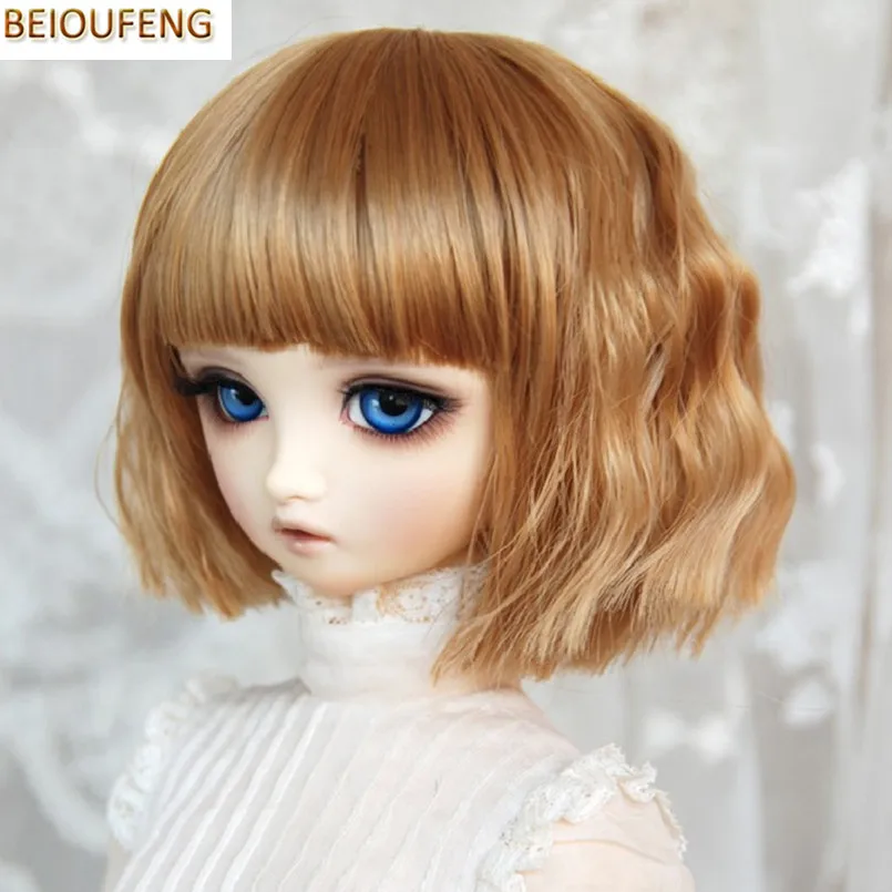 BEIOUFENG 1/3 1/4 BJD кукла парики Мода Короткие вьющиеся волосы аксессуары для кукол, высокая Температура провода короткие кукла парики для кукол