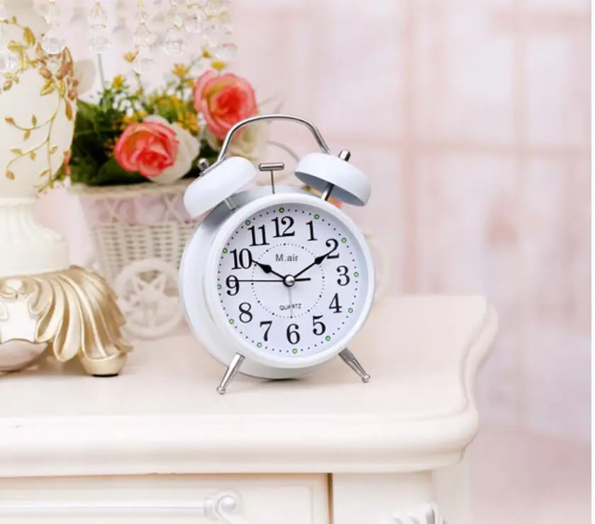 Прикроватная тумбочка для спальни бесшумные металлические электронные часы-будильник A108 - Цвет: large size white