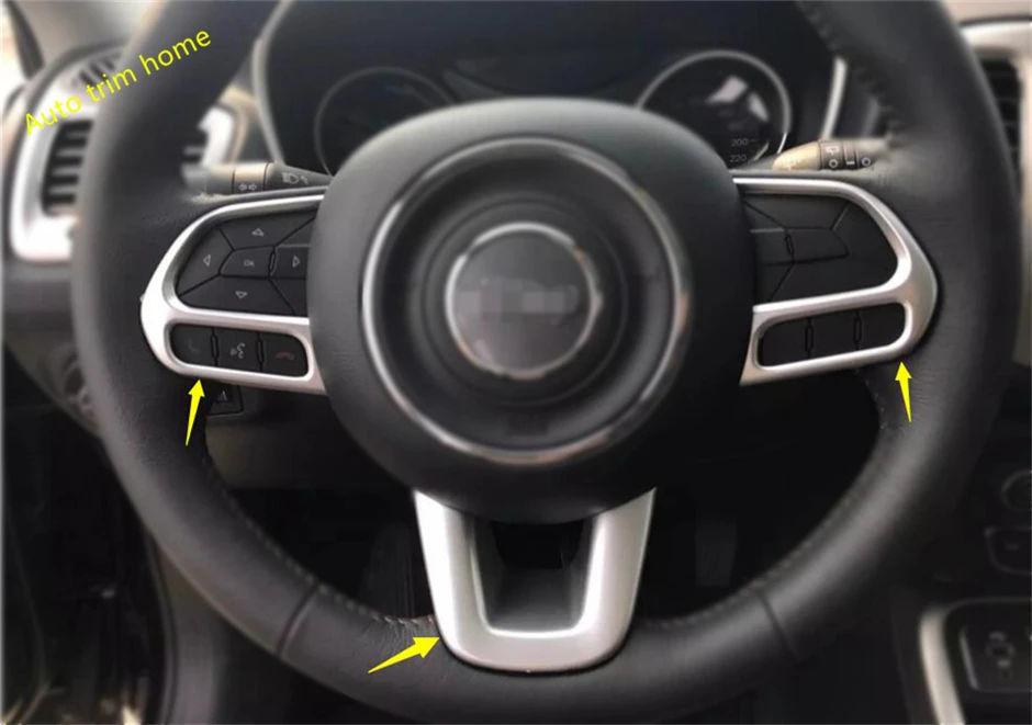 Декоративная рамка для рулевого колеса Lapetus обшивка подходит Jeep Compass 2017 2018 2019 2020 ABS