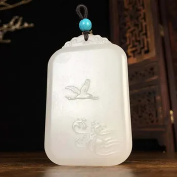 

H47#Hetian jade white jade sound obvious hep pendant