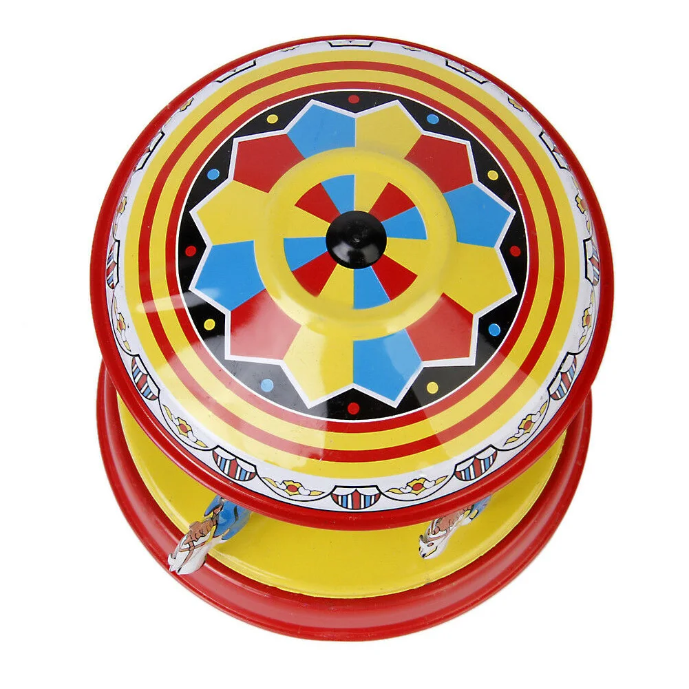 1PC Vintage Wind up Clockwork Carousel Rotating Art Crafts Collectible Toy Puzzles Assembly Model Gift For Kids