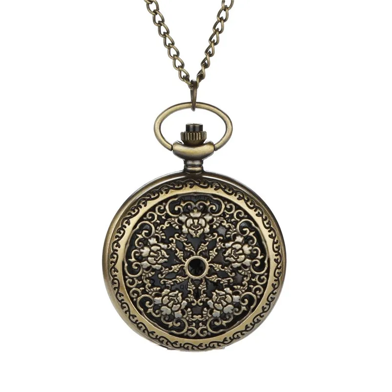 Men Bronze Pocket Watch Personalized Pattern Steampunk Vintage Quartz Roman Numerals Pocket Watches For Grandpa Dad D21 (4)