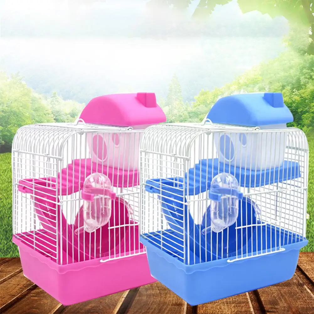 Yfashion Hamster Cage Hamster Cage Hamster Cage Castle Cage Double-deck Hamster Cage Cage with Cabin 23*17*30 cm