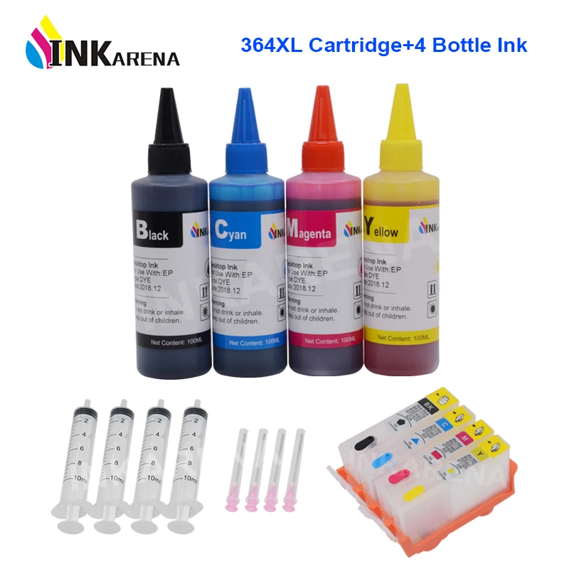 Inkarena Refill Ink Kit +empty Ink Cartridge Replacement For Hp364