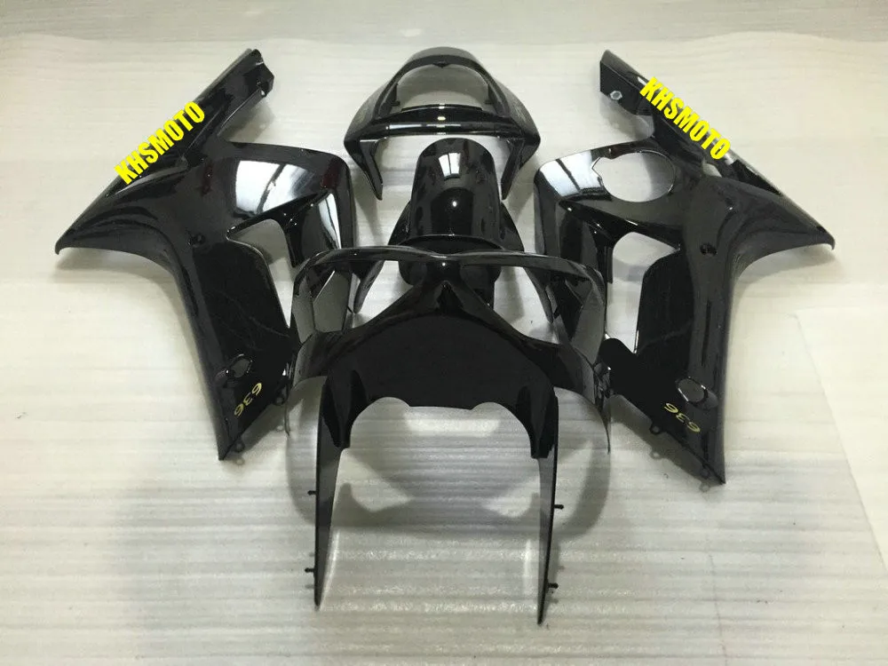 

Injection mold Fairing kit for KAWASAKI Ninja ZX6R 03 04 ZX6R 636 2003 2004 NEW gloss black Fairings set +7 gifts UY17