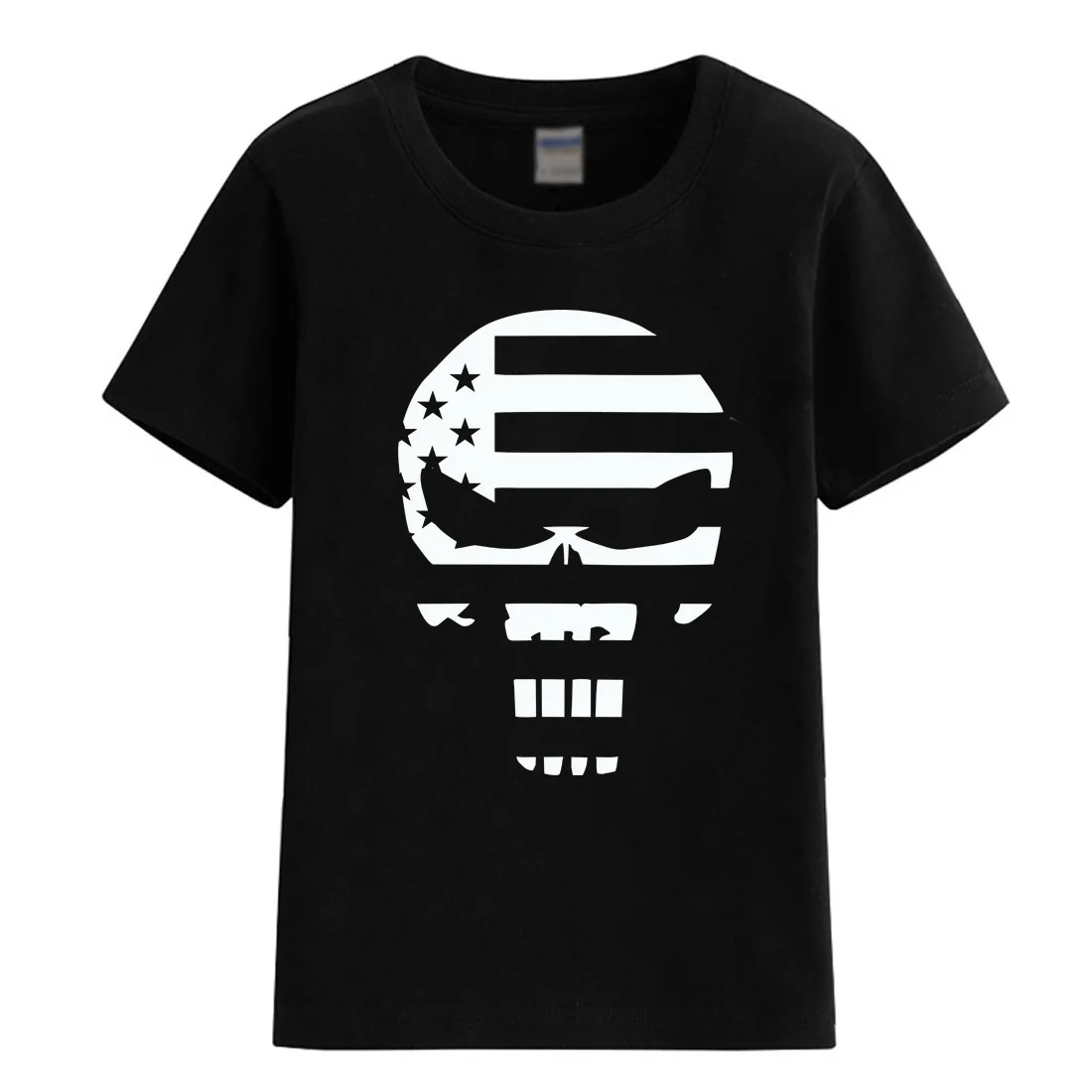 

2018 summer child T-shirts for girls boys Punisher Skull cartoon hip hop t shirt streetwear rock chick brand clothing tops tees
