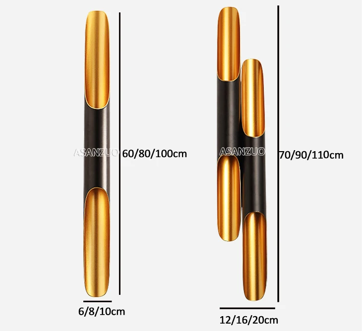 Современный настенный светильник, светодиодный светильник-бра с алюминиевой трубкой и крылом 2, черный, золотой, скандинавский настенный светильник, светильник