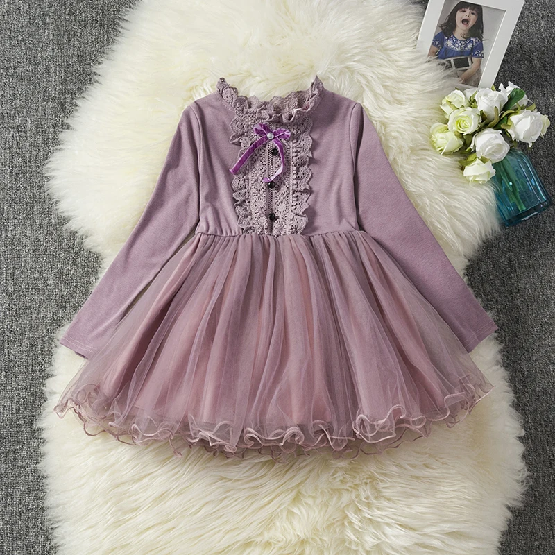 

Girls Lace Dress 2018 Autumn Style Flower Children Clothes Dress Long Sleeve kids Princess Dress Cute Winter Clothing Dresses