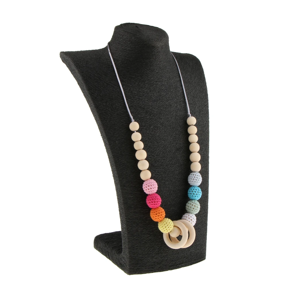 1Pc Wooden Crochet Beads Necklace Teether Baby Chew Grasping Nursing Teething Toy for Babies Infant Toddlers