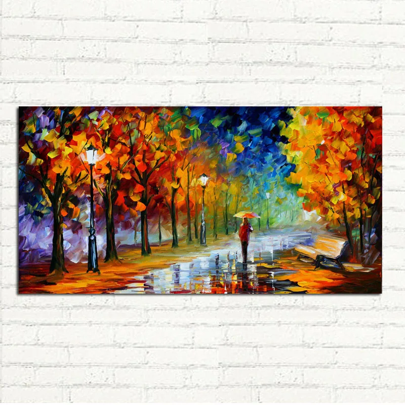 

Fantastic Frameless Pictures Painting Oil Painting On Canvas Walking In The Rain Home Decoration 50x100cm