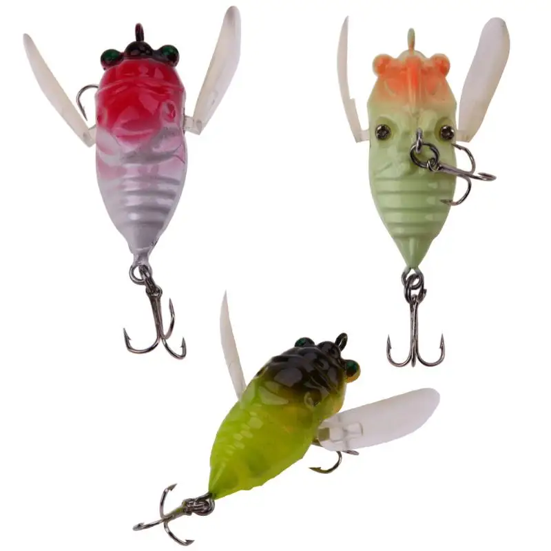  5cm 6.5g Cicada Artificial Popper Hard Bait Fishing Lure 3D Eyes Hard Swim Bait Hook Tackle Lifelik