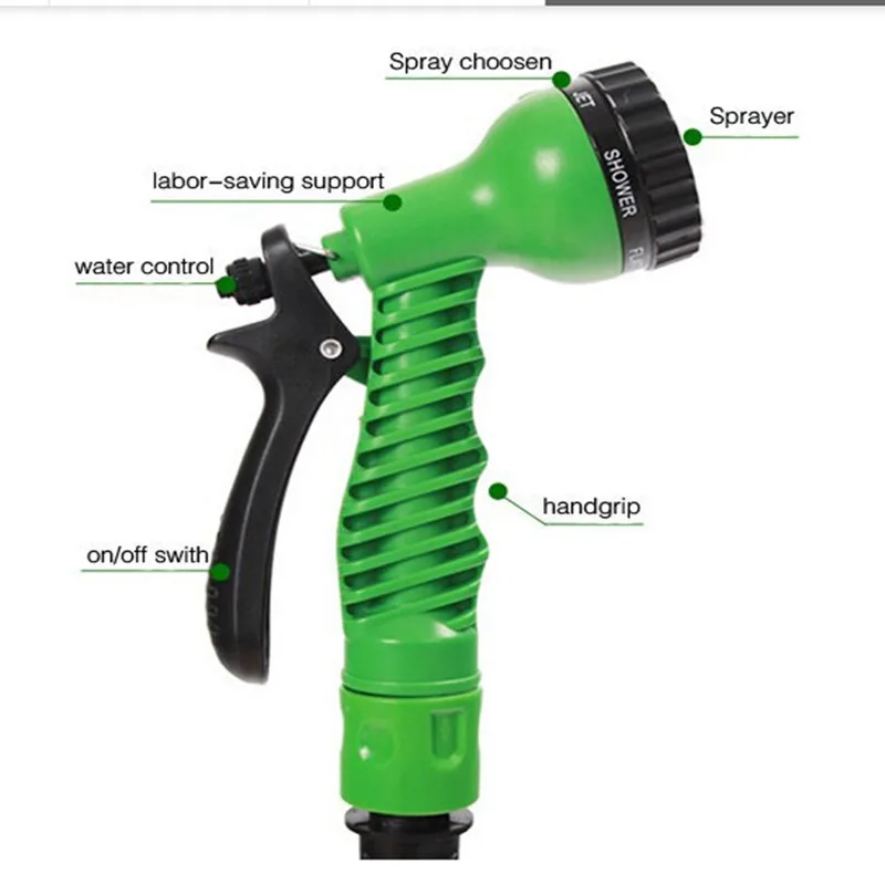 Magic flexible Expandable Garden Hose reels Blue & Green 25FT-100FT connector (EU/US) 3