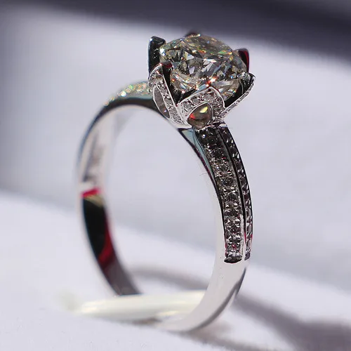 

Solid 14K White Gold 1CT VVS1 D CHARLES Moissanite Women Engagement Ring Statement Love Fine Wedding Ring For Bride