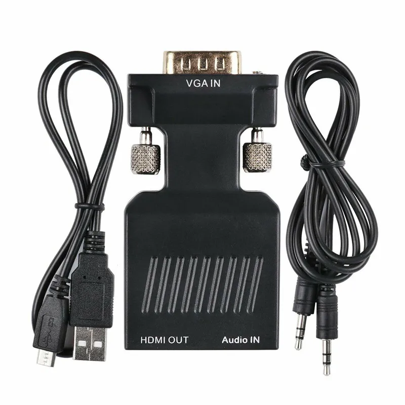  1080 P HD VGA AL Convertitore di HDMI Con Adattatore di Alimentazione USB DC Cavo di 3.5 millimetri