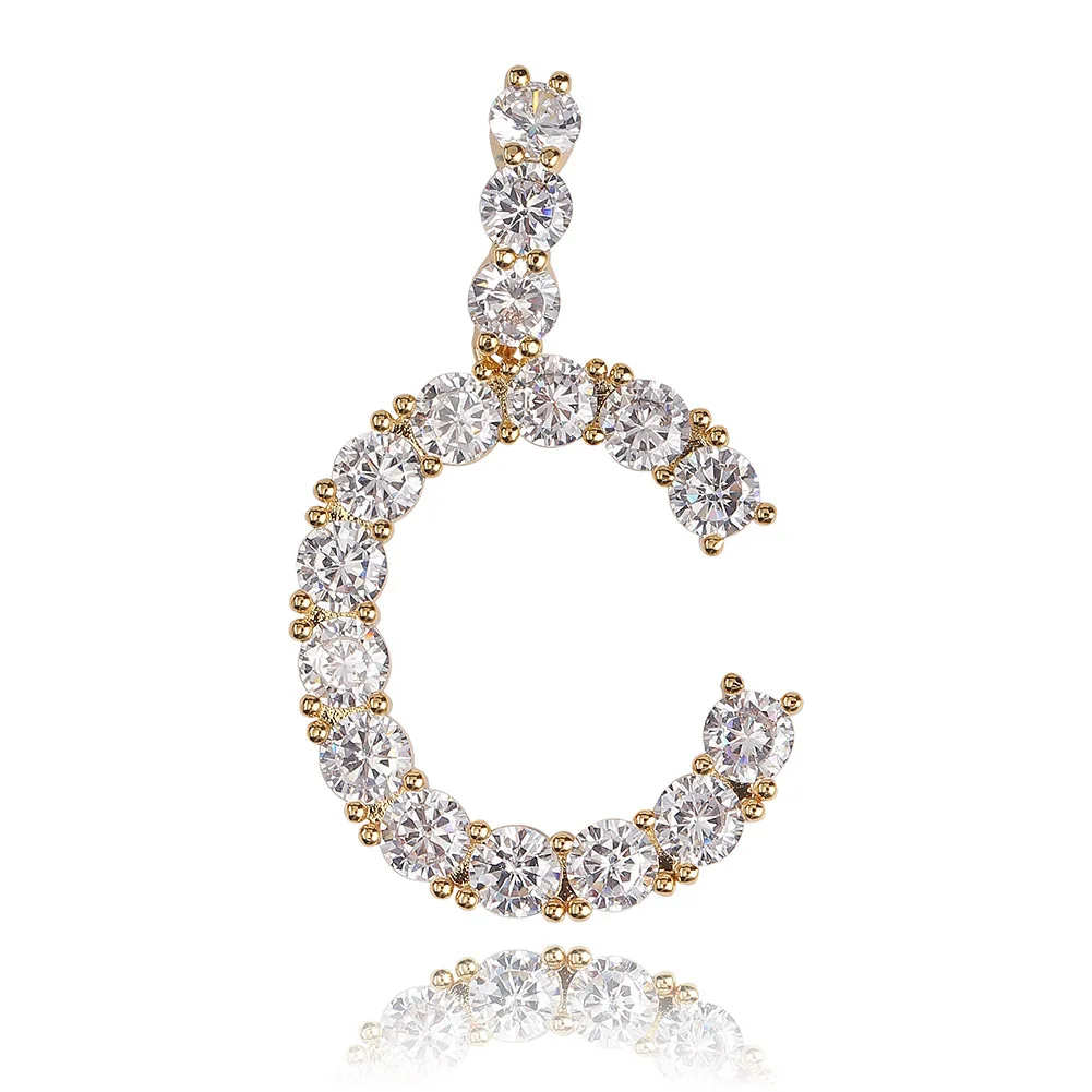 

A-Z Initial Letters CZ Chain Statement Necklaces & Pendant Full Iced Out Lab Diamond Cubic Zircon Hip hop Jewelry for Men Women