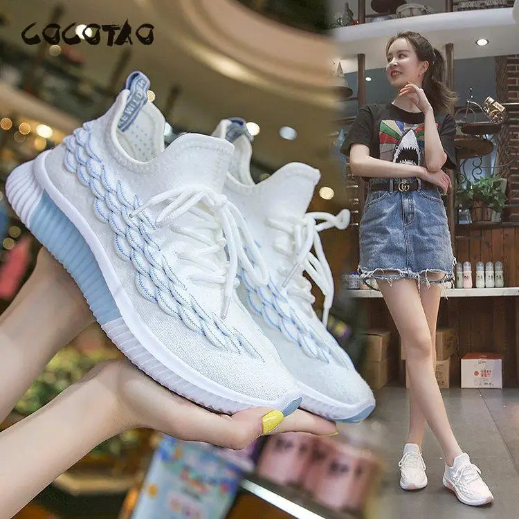 

Summer 2019 New Low-up Shoes Women's Shoes Low-heel Sports Leisure Shoes Round Top Muffin Bottom Mesh Lace35