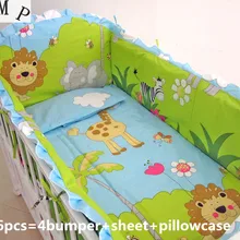 Промо-акция! 6 шт., Детский комплект, Детские гамаки, хлопок, брендовый Комплект постельного белья для малышей, включает:(бампер+ простыня+ наволочка