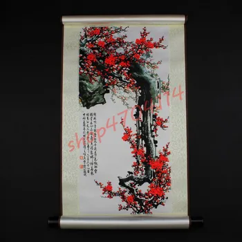 

Chinese Style, Silk Axis Painting, plum blossom painting 2#, Decorative Painting, Home Ornaments, Traditional Crafts