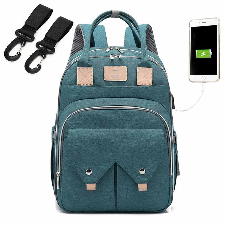 Модная сумка для подгузников для мам, брендовая Большая вместительная детская сумка, рюкзак для путешествий, дизайнерская сумка для ухода за ребенком, женская сумка - Цвет: DL2019616-green