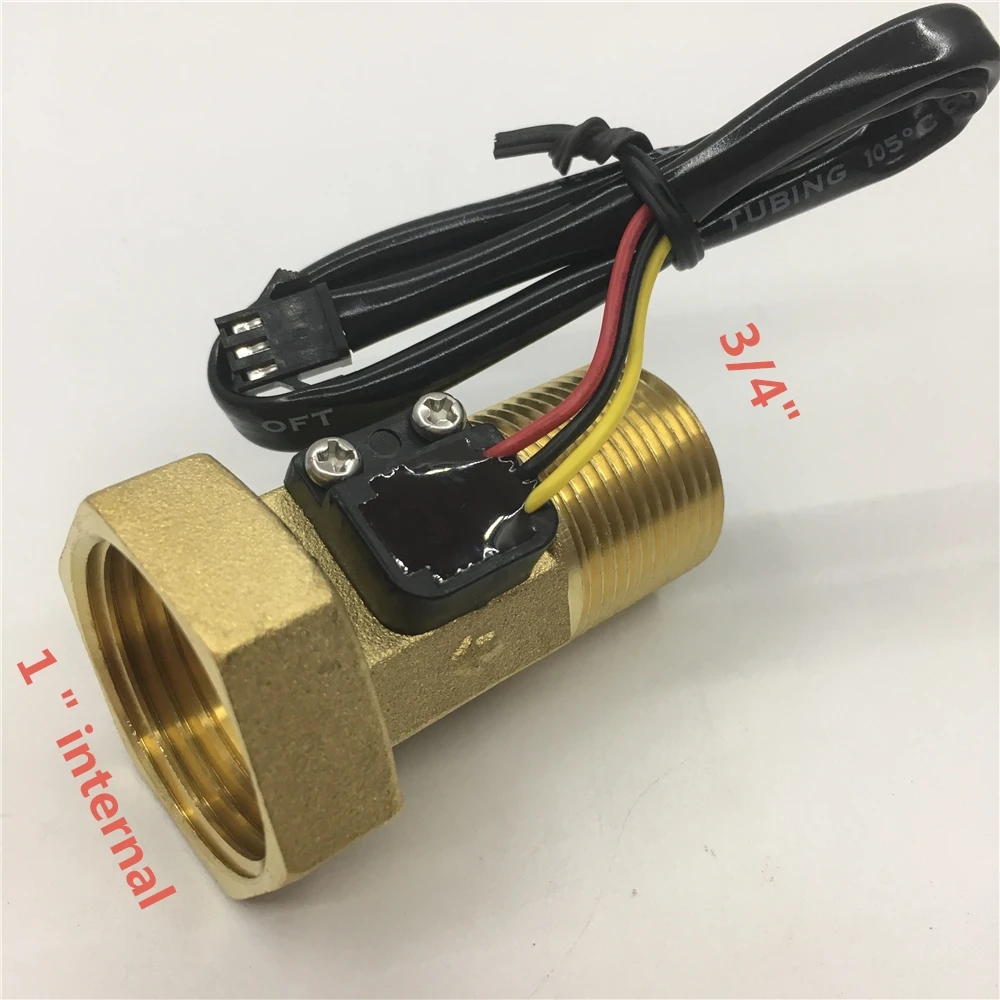 External 3/4" Internal 1" Brass copper water flow sensor Turbine meter