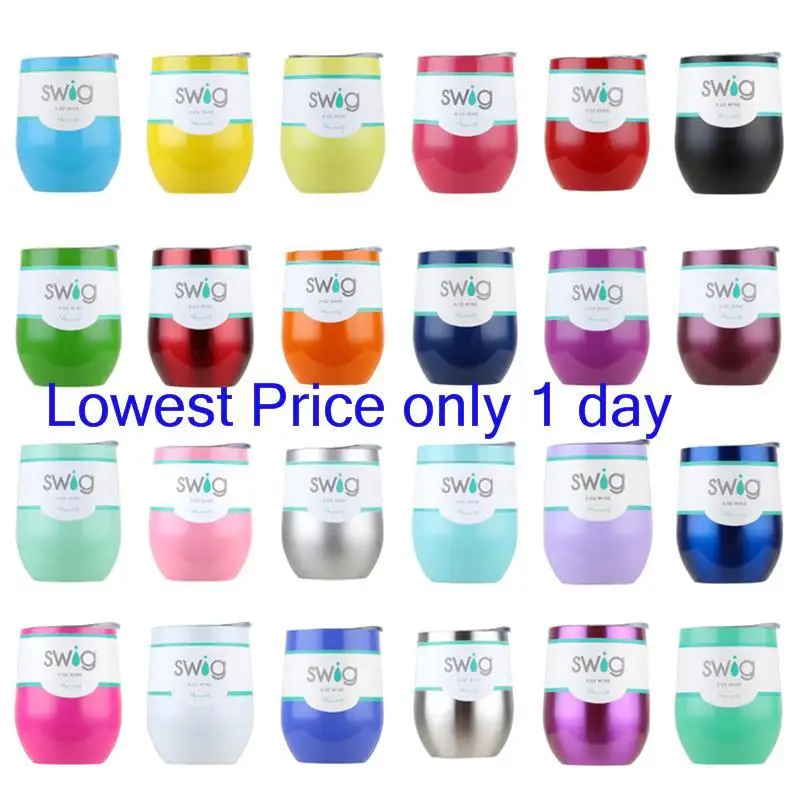 

Swig Wine Cups Insulated Thermos Coffee Mug Vacuum Travel Tumber 9oz Egg Shaped Beer Cup
