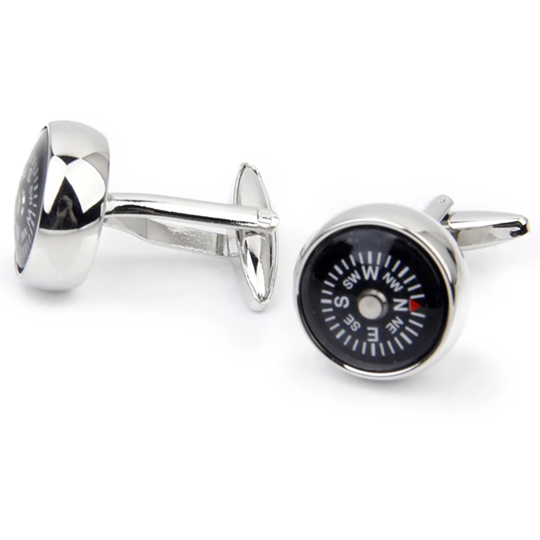 Silver Color tone really work compass Cufflinks cufflinks Vintage style