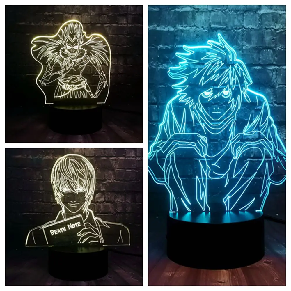 Японский комикс рисунок смерти Lawliet 3D RGB LED сенсор ночник 7 цветов USB украшение для