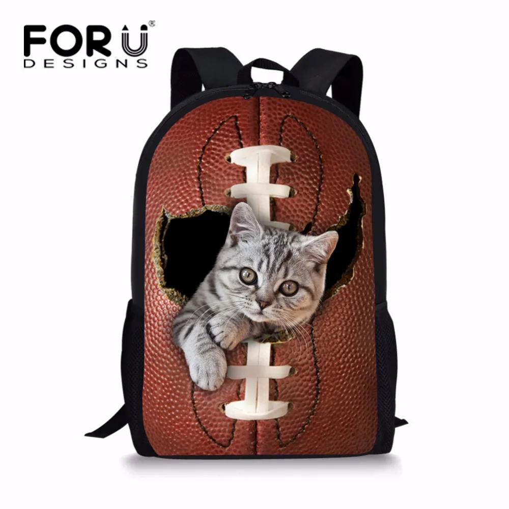 FORUDESIGNS/свежая печать сумка для кошек для собак Школьная Сумка классная 16 дюймов детская задняя упаковка в школу винтажный подростковый рюкзак для мальчиков 16