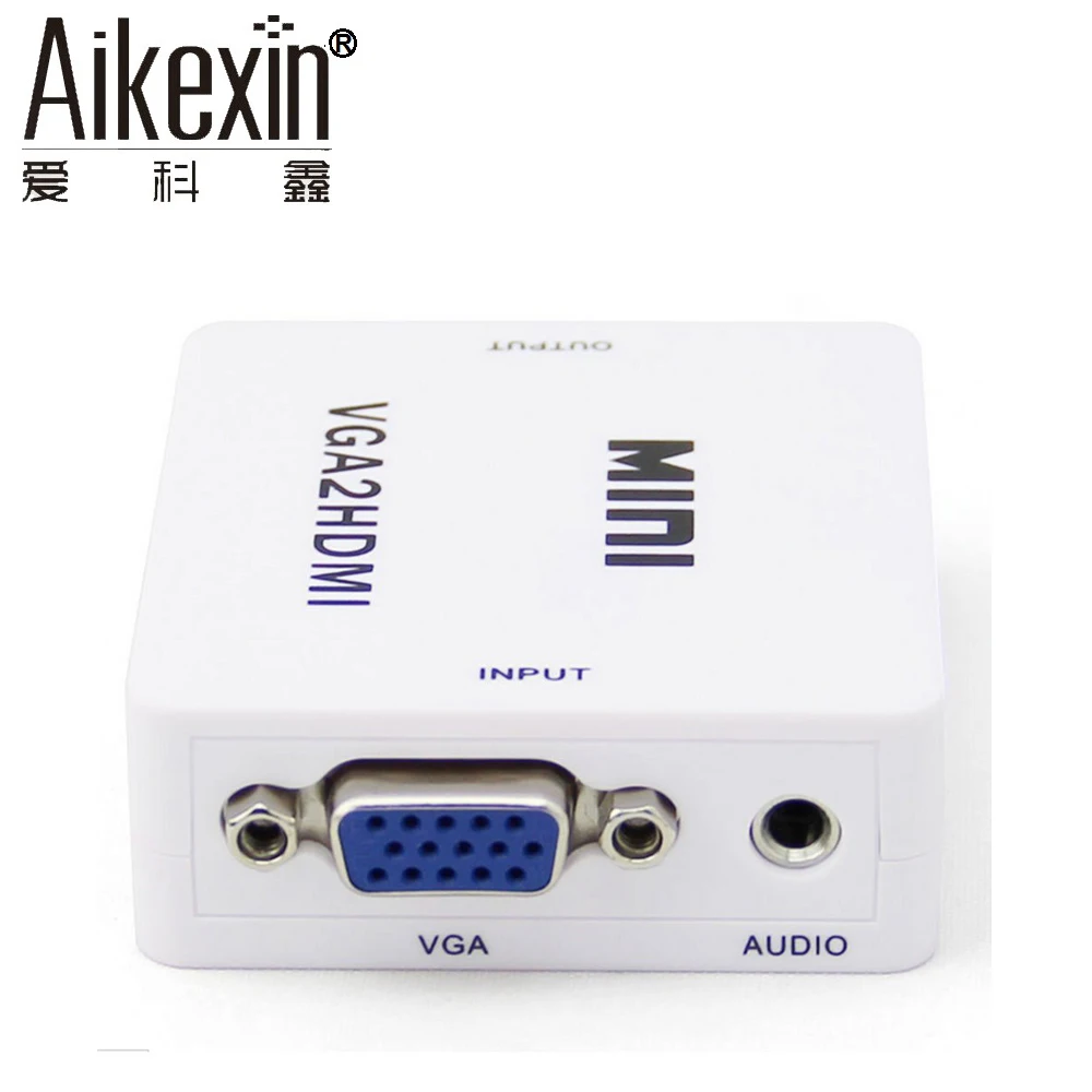 Aikexin VGA к HDMI, 1080 P мини VGA к HDMI аудио-видео конвертер VGA2HDMI адаптер коробке с USB кабель для зарядки поддержка