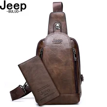 JEEP BULUO Brand Travel Hiking Cross Body Messenger Shoulder bags Men's Large Capacity Chest Sling Bag Solid Men Leather Bag men first layer cowhide genuine leather sling chest bag large capacity cross body pack daypack vintage travel school hiking