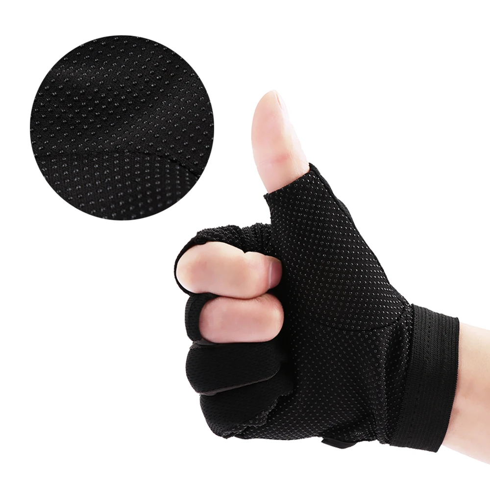 1Pair Waterproof 3 Cut Finger Anti-slip Non-Slip Fishing Gloves Outdoor Sport 