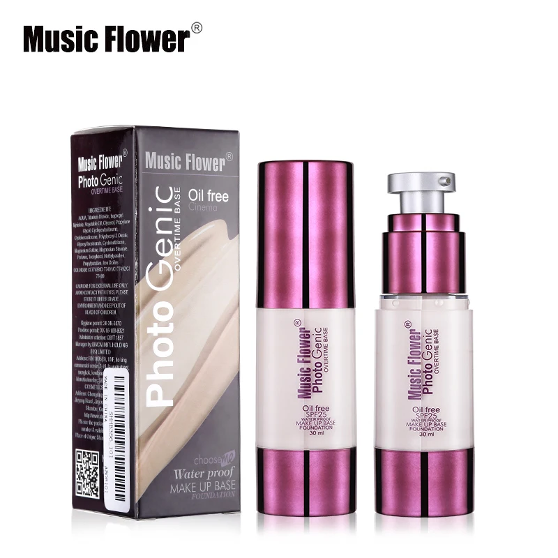 Music Flower Фирменная Новинка Жидкая основа для макияжа SPF25 тональный крем основа под макияж Водонепроницаемый базовый уход за кожей лица Косметика крем 30 мл