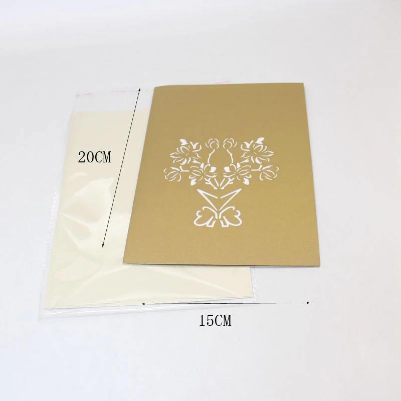  3D Laser Cut Handmade Carving Teachers' Day White Pink Magnolia Bouquet Paper Invitation Greeting C - 33013926435