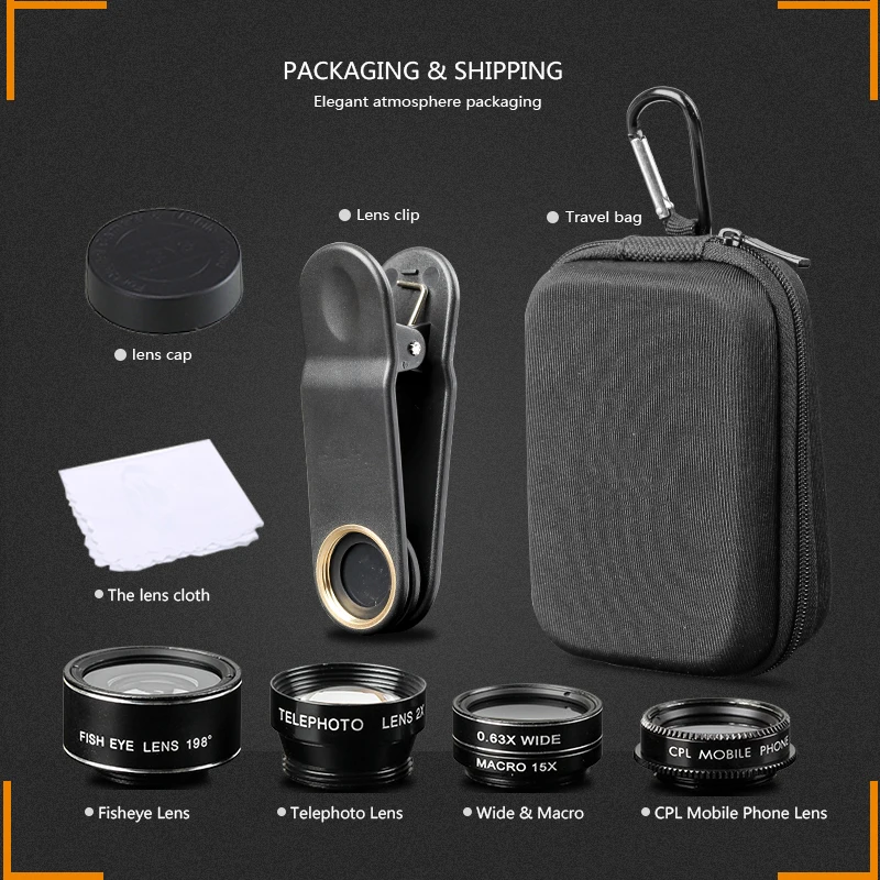 Phone lens XLOT 5 in 1 Fisheye Wide Angle 15X Marco Lens Telescope Lens CPL Mobile Phone Camera Lens for iPhone Samsung Xiaomi Samartphone (7)