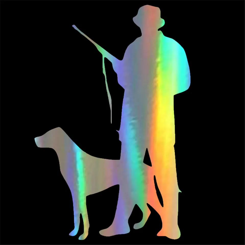 8.512.8CM Hunter Dog Hunting Individual Window Decorative Decals Classic Cartoon Motorcycle Car StickerLaser (4)