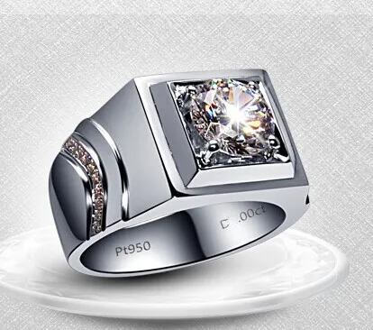 

Solid Gold Man Ring 1CT Real 14K Male Jewelry Generous Simulate Diamond Ring for Men Special Micro Paved Husband Ring G14K