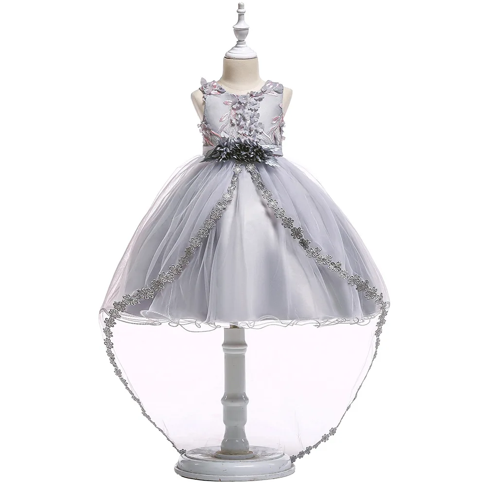 

T5001 New Fashion Summer Clothes Flower Girl Princess Dress flower Embroidery Lace Wedding Dresses children Dovetail Dress
