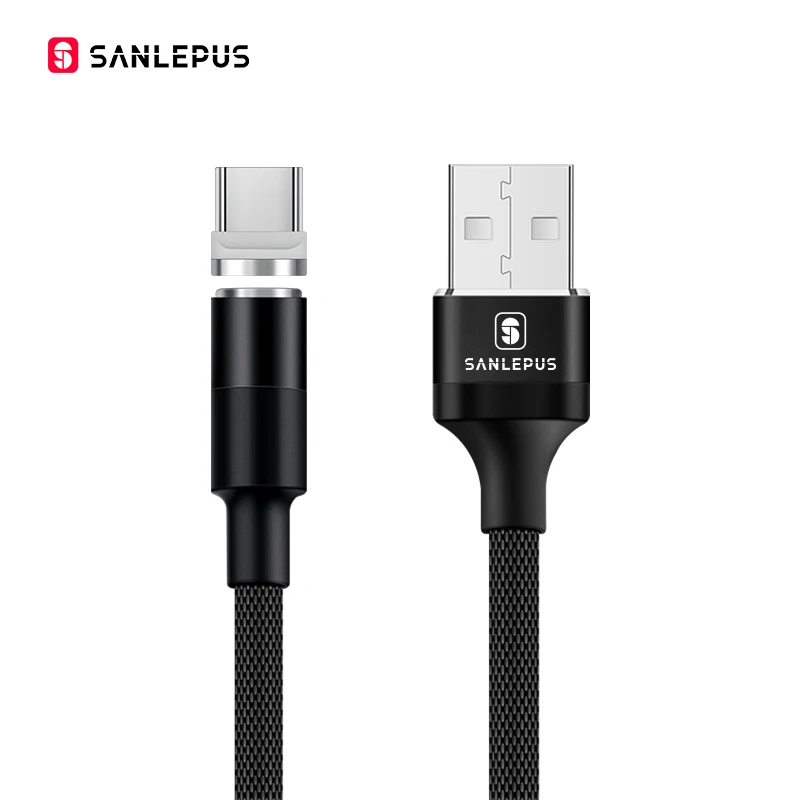 Магнитный Micro USB кабель SANLEPUS для iPhone samsung type-c, зарядное устройство, Магнитный адаптер, usb type C, кабель для мобильного телефона - Цвет: Black