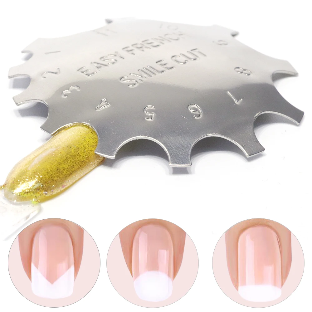

1pcs Nail Art Smile Cutter Tips Easy Line Edge French Stainless Steel Trimmer Manicure Stencil Nail Poly Styling Tools TR673