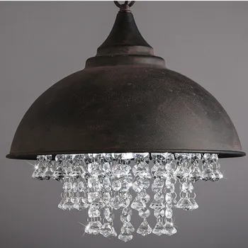 

American Village Loft Retro Lid Crystal Chandelier lighting For Cafe Restaurant Modern Crystal Decorate Led Home hanging lamp