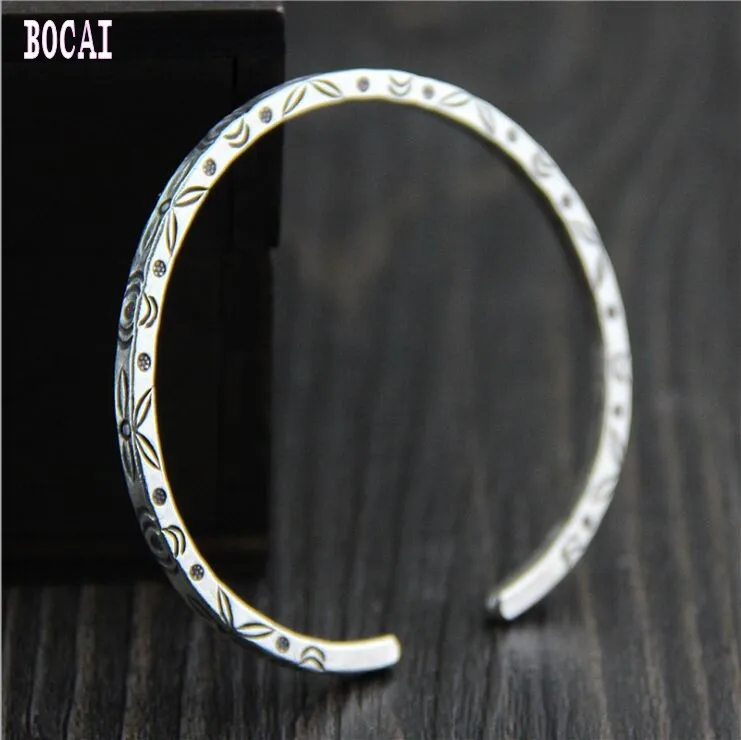 

2019 Thai handmade silver bracelet 925 sterling silver jewelry literary retro carved bracelet women's bracelet fashion bracelet