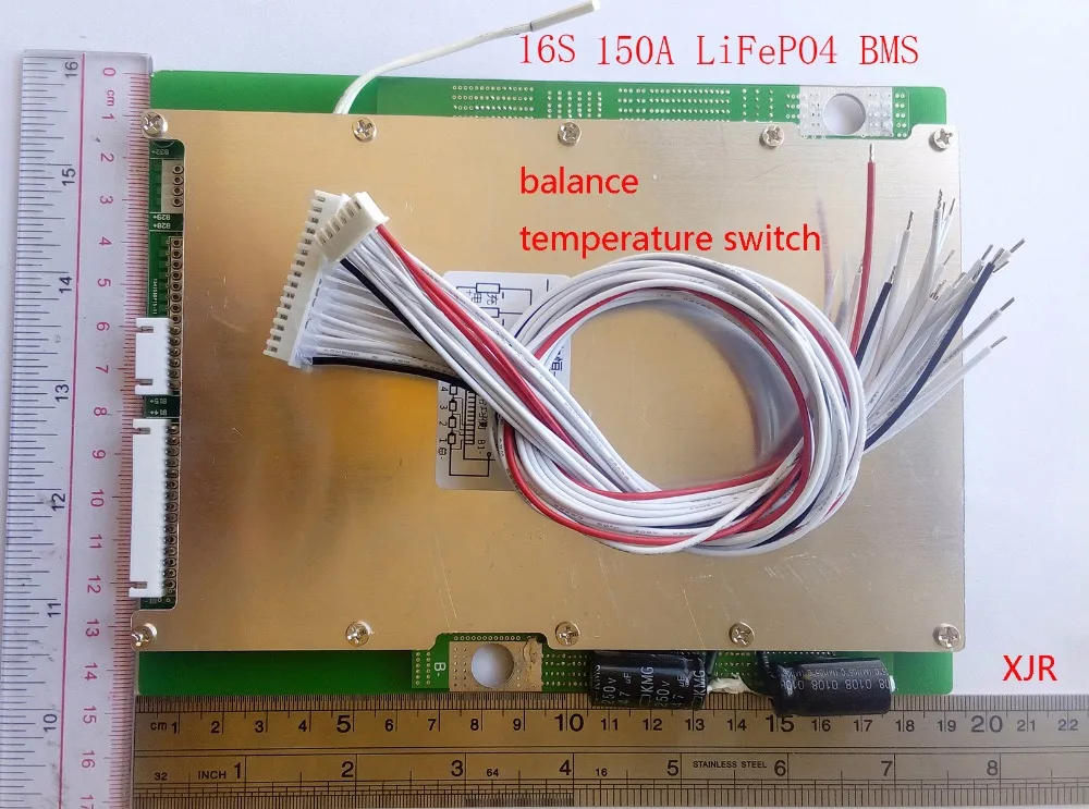 16S 150A LiFePO4 BMS/PCM/PCB плата защиты батареи для 16 пакетов 18650 батарейных ячеек с балансом w/Temp