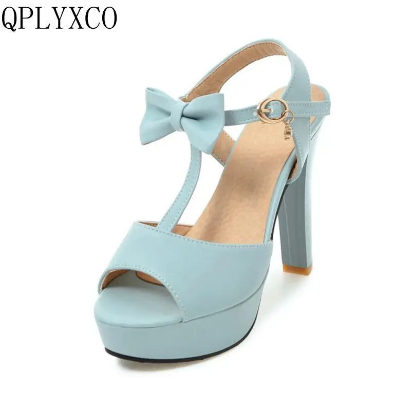 Qplyxco 2017 جديد كبير الحجم 32-45 النساء الأحذية الصنادل أزياء الصيف الحلو ستليي سوبر عالية الكعب (13 سنتيمتر) 101-7