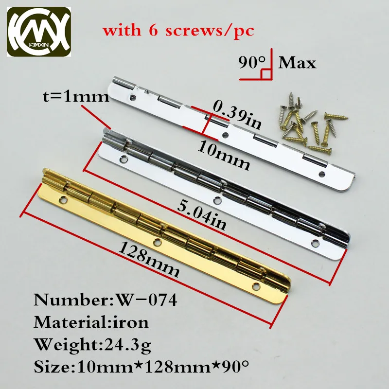 Goedkoop 10*128mm 10 st Metalen Scharnier 90 Graden Houten Geschenkdoos Scharnieren voor keukenkasten Meubelen Doos Hardware w schroef kimxin W 074