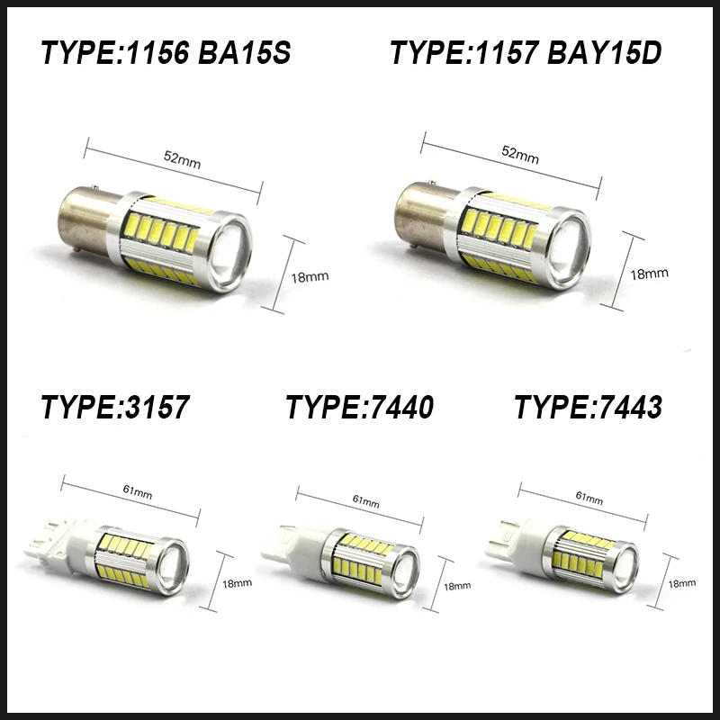 

1X 1156 BA15S 7443 7440 3157 1157 BAY15D 33led 5630smd Car Tail Bulb Brake Lights auto Daytime Running Light Reverse Lamp