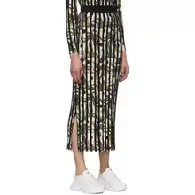 Новая Осенняя полосатая Женская облегающая длинная трикотажная юбка с цветочным принтом