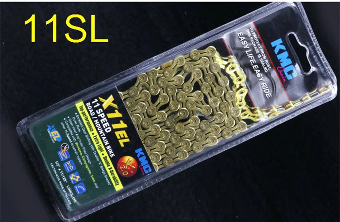 Cheap KMC X11SL gold silvery bicycle chain 11 speed 116 links quick link full hollow 242g MTB mountain bike chain road 11 variable 3
