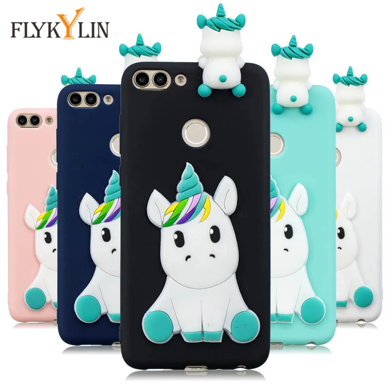 

Soft TPU Case For Huawei P Smart Case P Smart Cover 3D DIY Unicorn Silicon Candy Cartoon Back Cover For Huawei Enjoy 7S Case