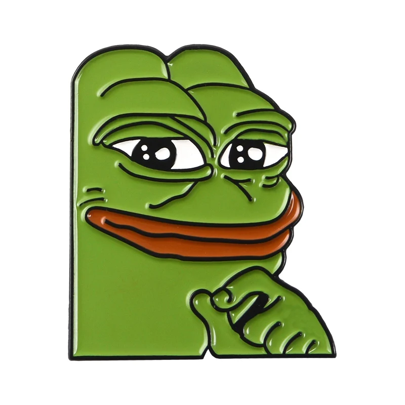 11 видов стилей эмалированные булавки Pepe the Frog Meme в виде пирамиды, забавные броши в виде животных, значки, ювелирные изделия, подарки для друзей - Окраска металла: thinking